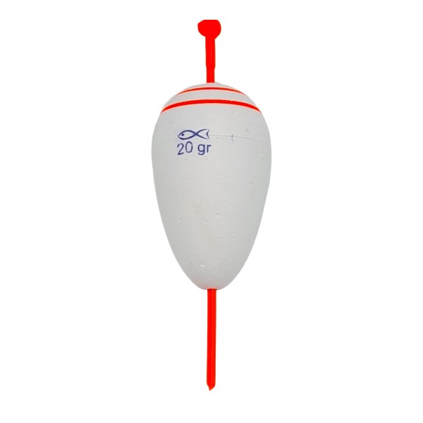 Polystyrene fishing float, weight approximate 20 grams, white color